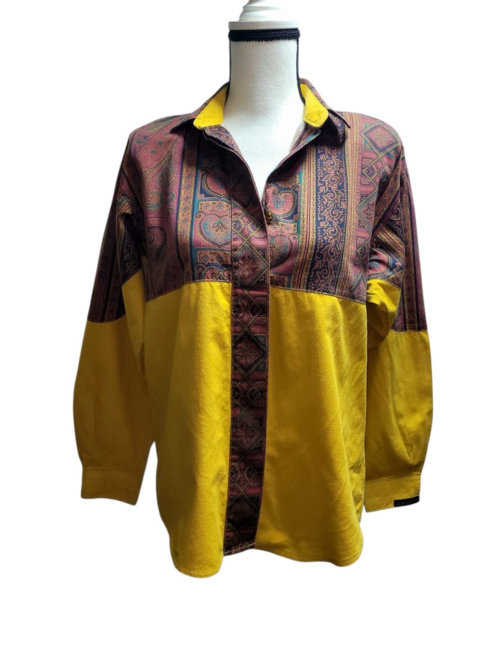 Vintage Rocky Mountain Color Block Shirt W/ Shoulder Pads